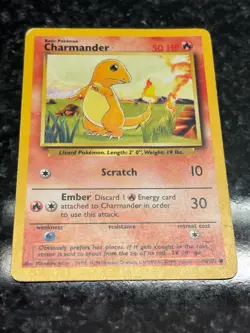 Charmander 046/102 Base Set Regular Common HP/DMG Vintage Pokemon Card 1999 - Image 3