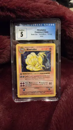 Pokemon TCG Ninetales Base Set Shadowless 1st Edition Holo Rare 12/102 CGC 5 - Image 1