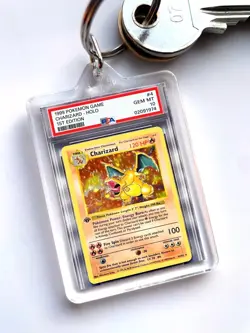 Charizard 1st Edition Shadowless | Classic PSA "Graded" Pokemon Inspired Keyring - Image 1