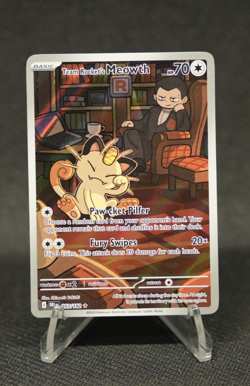 Pokemon TCG T Destined Rivals Team Rocket's Meowth Illustration Rare 203/182 - Image 1