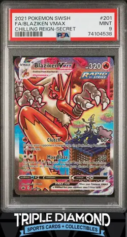 2021 Pokemon SWSH #201/198 Chilling Reign Blaziken VMAX FA Secret PSA 9 FDP120 - Image 1