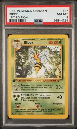 PSA 8 1999 Bibor Beedrill German 1st Edition Base Set 17/102 Pokemon - Image 1