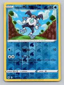 Reverse Holo Galarian Mr. Mime 030/159 Common Crown Zenith Pokemon - Image 1