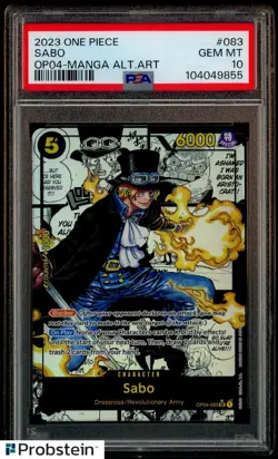 2023 One Piece OP04 EN Manga Alternate Art #083 Sabo PSA 10 GEM MINT - Image 1