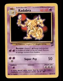 2X Pokemon Card WOTC Kadabra (Base Set 2) 46/130 MODERATELY PLAYED Non-Holo TCG! - Image 1