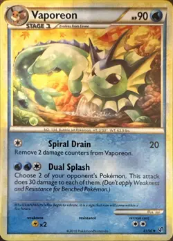 Vaporeon 41/90 Uncommon HGSS Undaunted Pokemon Lightly Played - Image 1