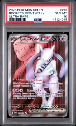 2025 POKEMON DRI EN-DESTINED RIVALS ULTRA RARE TEAM ROCKET'S MEWTWO EX PSA 10 - Image 1