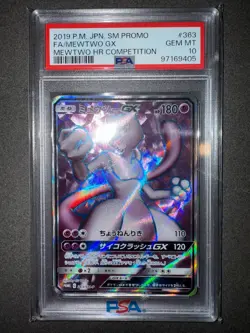 2019 POKEMON JPN SM PROMO MEWTWO HR COMPETITION #363 FULL ART/MEWTWO GX PSA 10 - Image 2