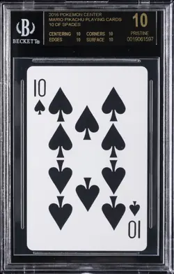 2016 MARIO PIKACHU PLAYING CARDS POKEMON CENTER 10 OF SPADES BGS 10 BLACK LABEL - Image 1