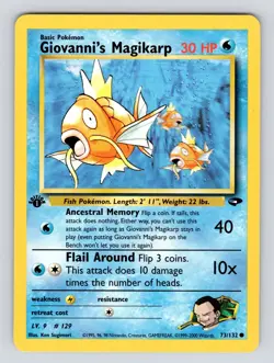 Pokemon Card - Gym Challenge 73/132 - GIOVANNI'S MAGIKARP *1st Edition* - LP - Image 1