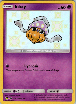 Inkay SV17/SV94 Pokemon Hidden Fates: Shiny Vault Shiny Holo Rare NM - Image 1