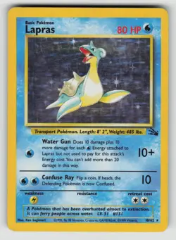 Lapras 10/62 Holo Rare Fossil Pokemon MP - Image 1