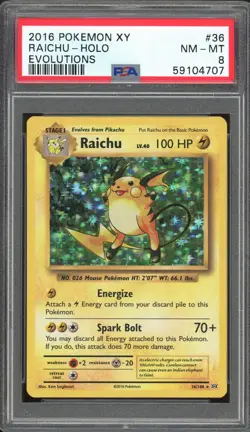 RAICHU 36/108 EVOLUTIONS POKEMON PSA 8 NM - MINT - Image 1
