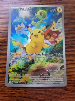 Pokemon Paldea Evolved Pikachu 027 Black Star Promo Pokemon Center Stamp NM - Image 1