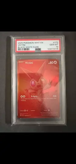 2025 POKEMON VICTINI WHITE FLARE BLACK BOLT ENGLISH -RARE- #172 PSA 10 - Image 1