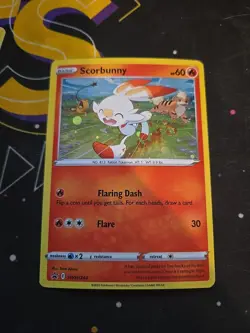 POKEMON SCORBUNNY SWSH244 PROMO BLACK STAR COSMOS HOLOFOIL WITH HD SWIRL NM-LP - Image 2