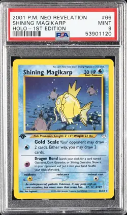 2001 POKEMON NEO REVELATION 1ST ED #66 SHINING MAGIKARP-HOLO PSA 9 - Image 1
