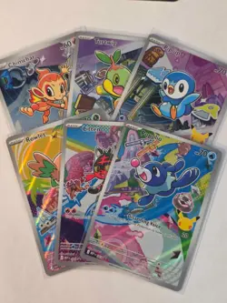 Pokemon TCG First Partner Illustration Collection Series 1 Gen 4 And Gen 7 Set - Image 1