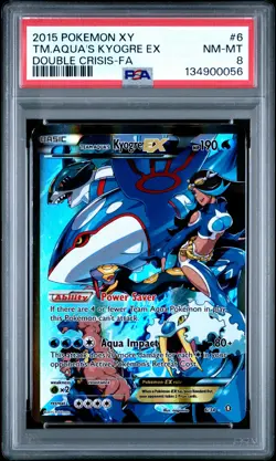 2015 POKEMON XY DOUBLE CRISIS #6 FULL ART/TEAM AQUA'S KYOGRE EX PSA 8 - Image 1
