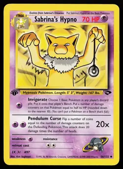 Sabrina's Hypno 56/132 Uncommon 1st Edition Gym Challenge Pokemon Card - Image 1