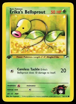 Erika's Bellsprout 76/132 Common 1st Edition Gym Heroes Pokemon Card - Image 1