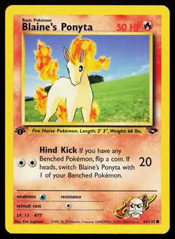 Blaine's Ponyta 64/132 Common 1st Edition Gym Challenge Pokemon Card - Image 1