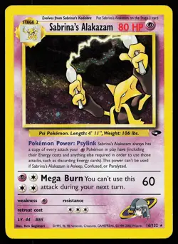 Sabrina's Alakazam 16/132 Holo Rare Gym Challenge Pokemon Card - Image 1