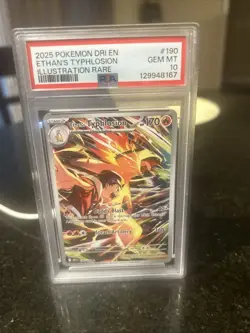 2025 POKEMON DRI EN-DESTINED RIVALS ILLUSTRATION RARE ETHAN'S TYPHLOSION PSA 10 - Image 1