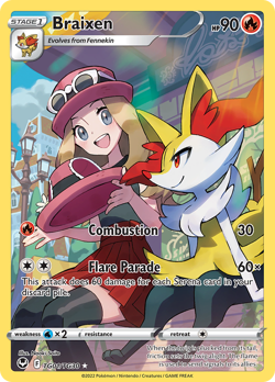 Braixen TG01/TG30 Holo Silver Tempest Trainer Gallery Pokemon NM - Image 1