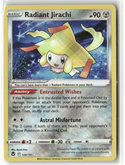 Pokemon Radiant Jirachi 120/195 Holo SWSH12: Silver Tempest Radiant Rare - Image 1