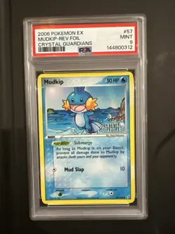 2006 POKEMON EX CRYSTAL GUARDIANS #57 MUDKIP-REVERSE FOIL PSA 9 - Image 1