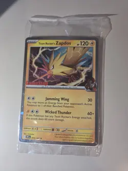 Pokemon TCG Team Rocket’s Zapdos 70/182 GameStop Stamped Promo Sealed - Image 1