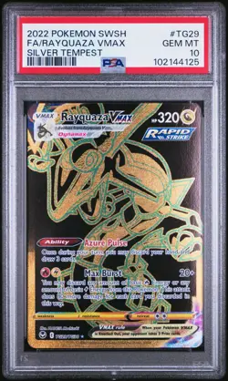 PSA 10 Rayquaza Vmax Full Art TG29/TG30 Silver Tempest Pokemon - Image 1