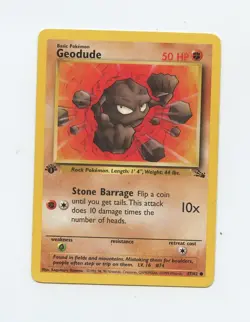 English Pokemon Trading Card | Fossil Set Geodude 1st Edition Rare WOTC - Image 1