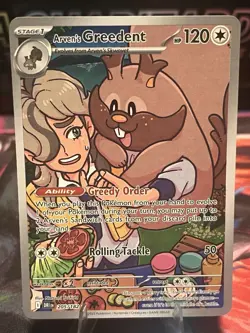 Pokemon TCG Arven's Greedent 205/182 Destined Rivals Illustration Rare - Image 1