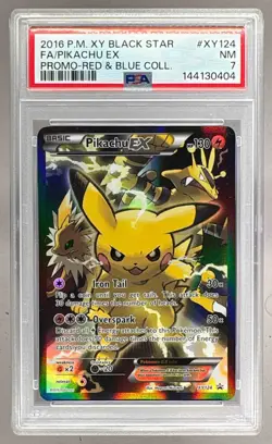 2016 Pokemon XY Red Blue Promo XY124 Pikachu EX PSA 7 144130404 - Image 1