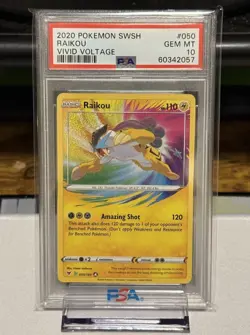 PSA 10 RAIKOU 050 AMAZING RARE VIVID VOLTAGE POKEMON MJ - Image 1