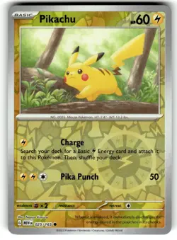 Pikachu 025/165 Common 151 Pokemon Reverse Holo Near Mint - Image 1