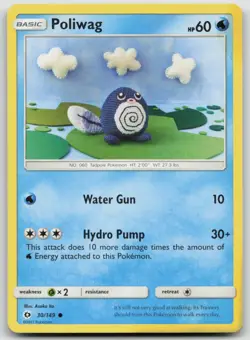 Poliwag 30/149 Asako Ito Crochet Art SM Base Set Common Pokemon TCG Card - Image 1