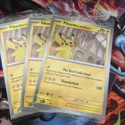 Pikachu At The Museum, Pokemon X Natural History Museum Jumbo Promo Card X3 NEW - Image 1