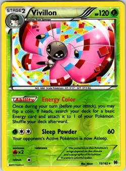 Vivillon 15/162 XY - BREAKthrough Pokemon NM/LP Reverse Holo - Image 1