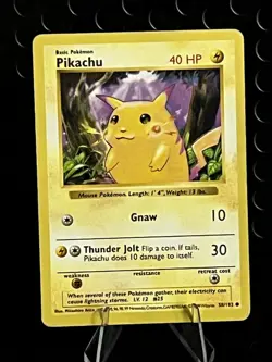 Pikachu Red Cheeks Shadowless Base Set 58/102 Non Holo Pokemon TCG Card - Image 1