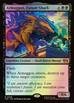 MTG Magic TMT TMNT - 1x FOIL EN NM 0058 R Armaggon, Future Shark - Image 1