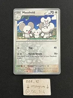 Pokemon Paldean Fates - Maushold - 074/091 - Reverse Holo - M/NM - Image 1