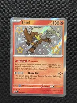 Pokemon Paldean Fates - Entei - 112/091 - Baby Shiny Holo - M/NM - Image 2