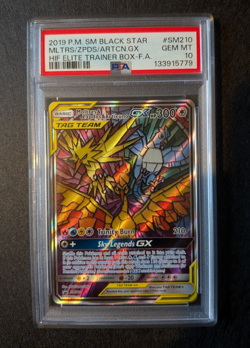 PSA 10 Moltres & Zapdos & Articuno GX SM210 Hidden Fates ETB Promo Pokemon 2019 - Image 1