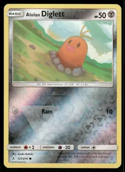 Pokemon Cards Alolan Diglett 121/214 Reverse Holo Unbroken Bonds Common NM - Image 1