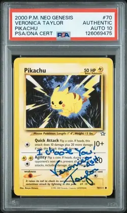2000 Pokemon Neo Genesis Pikachu #70 Veronica Taylor Signed Card PSA/DNA 10 Auto - Image 3