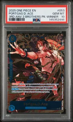 2025 ONE PIECE 3RD ANNIVERSARY 3 BROTHERS PACK 053 PORTGAS D. ACE WINNER PSA 10 - Image 1