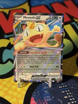 Pokemon TCG Meowth EX POR 062/088 Rare Holo 170 HP Full Art EX Cat Card - Image 1